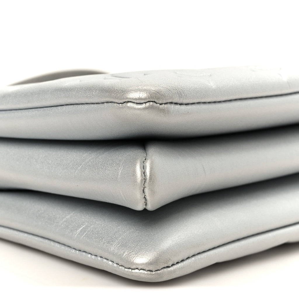Metallic Lambskin Embossed Monogram Coussin BB Silver
