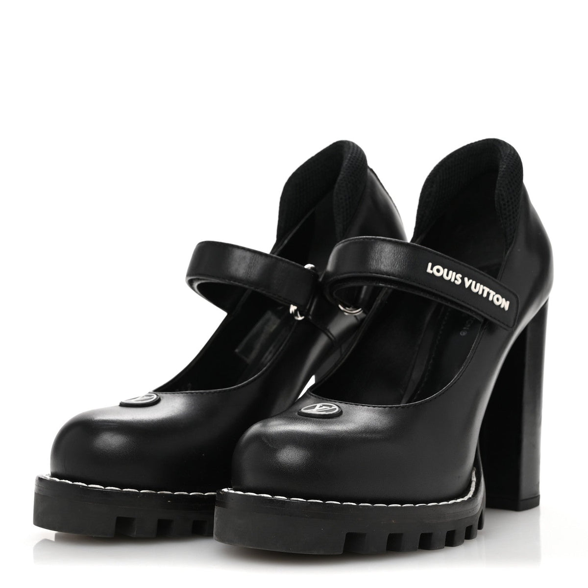 Calfskin Star Trail Ankle Pumps 37 Black