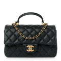 Caviar Quilted Mini Top Handle Rectangular Flap Black