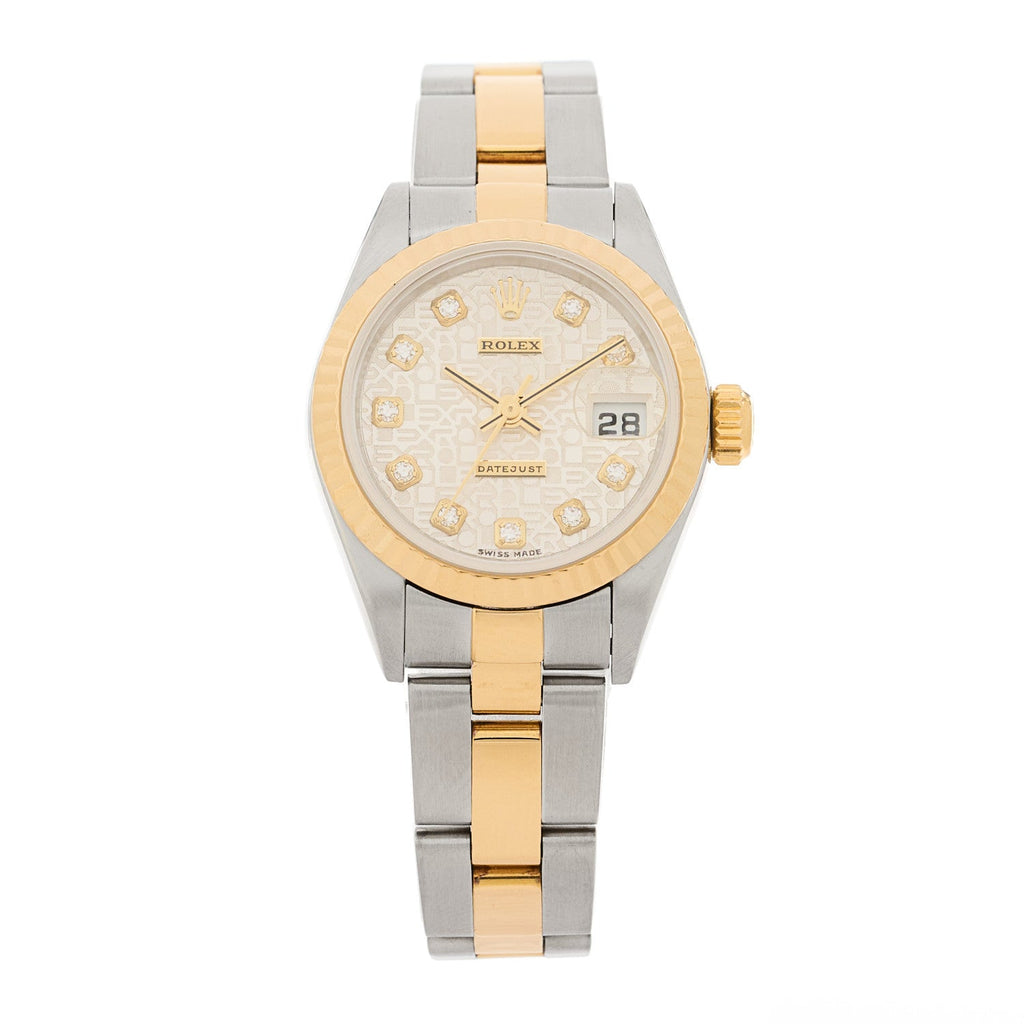 Stainless Steel 18K Yellow Gold Diamond 26mm Oyster Perpetual Datejust Watch Silver Jubilee 79173