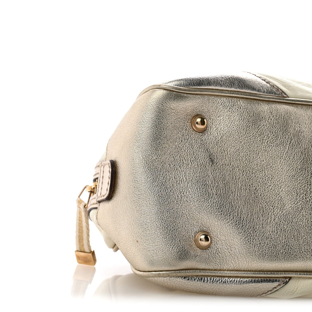 Goatskin Small Capri Bowler White Gold