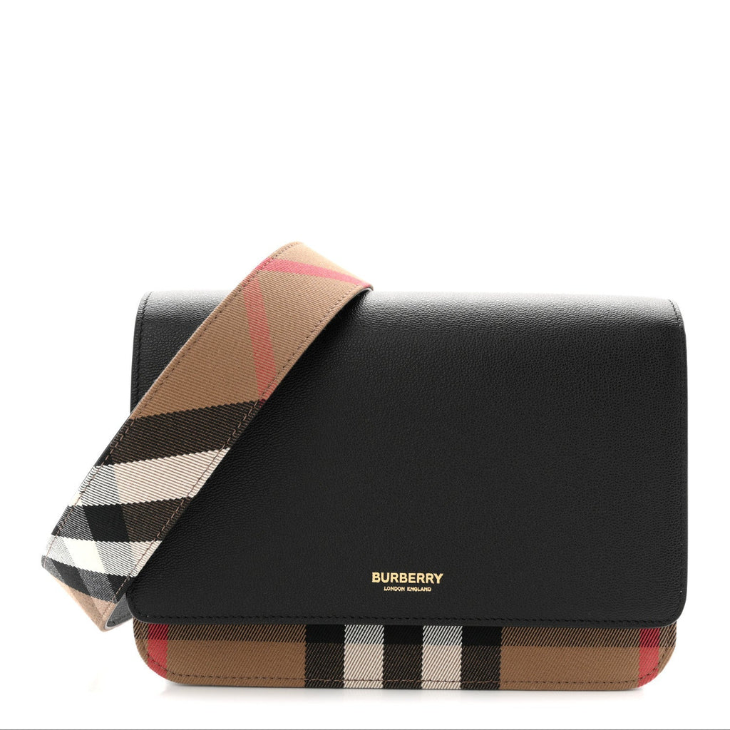 Derby Calfskin House Check Mackford Crossbody Bag Black