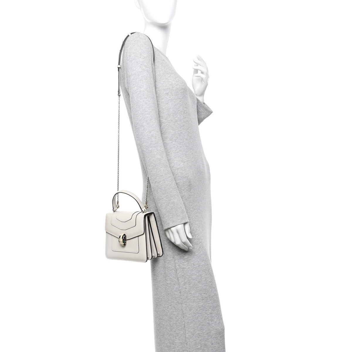 Calfskin Serpenti Forever Top Handle White