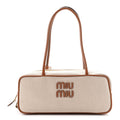 Canvas Calfskin Small Beau Top Handle Bag Naturale Brandy