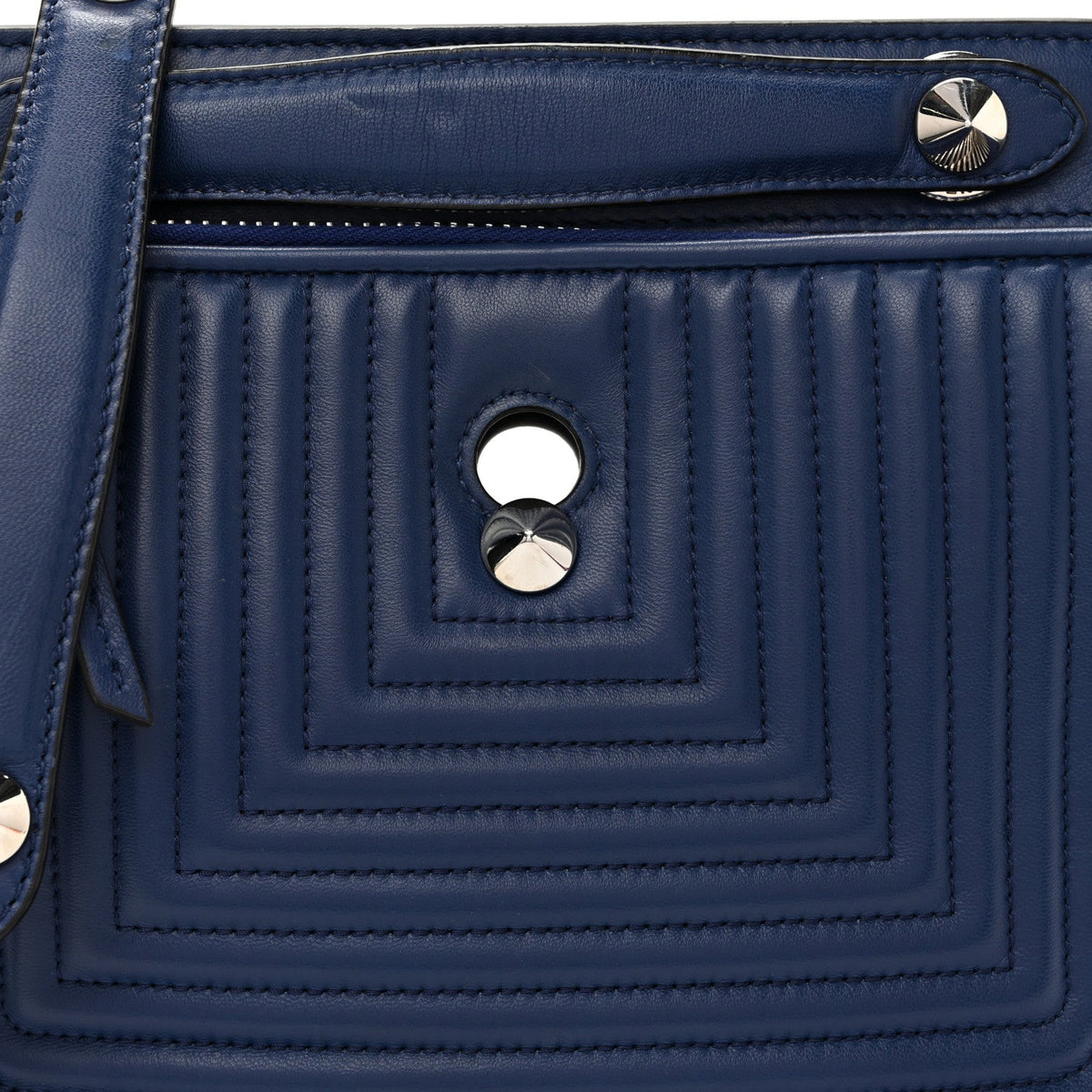 Shiny Nappa Trapuntata Chain Small DotCom Click Chain Satchel Blue