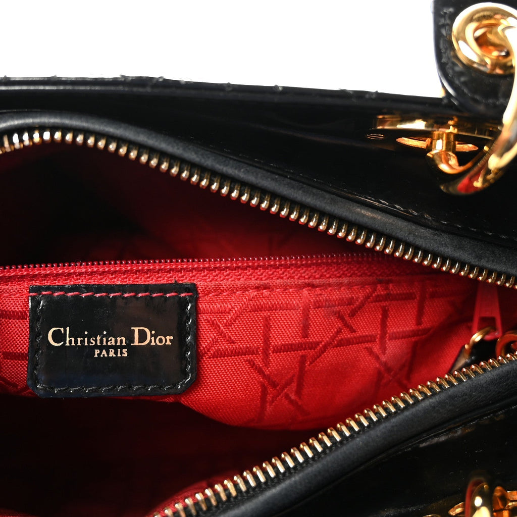 Patent Cannage Medium Lady Dior Black