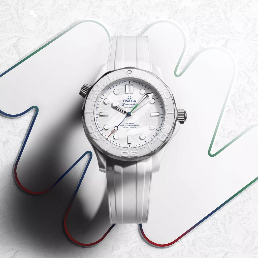 Seamaster Diver 300M Paralympic Milano Cortina 2026 43.5mm - White on Rubber Strap