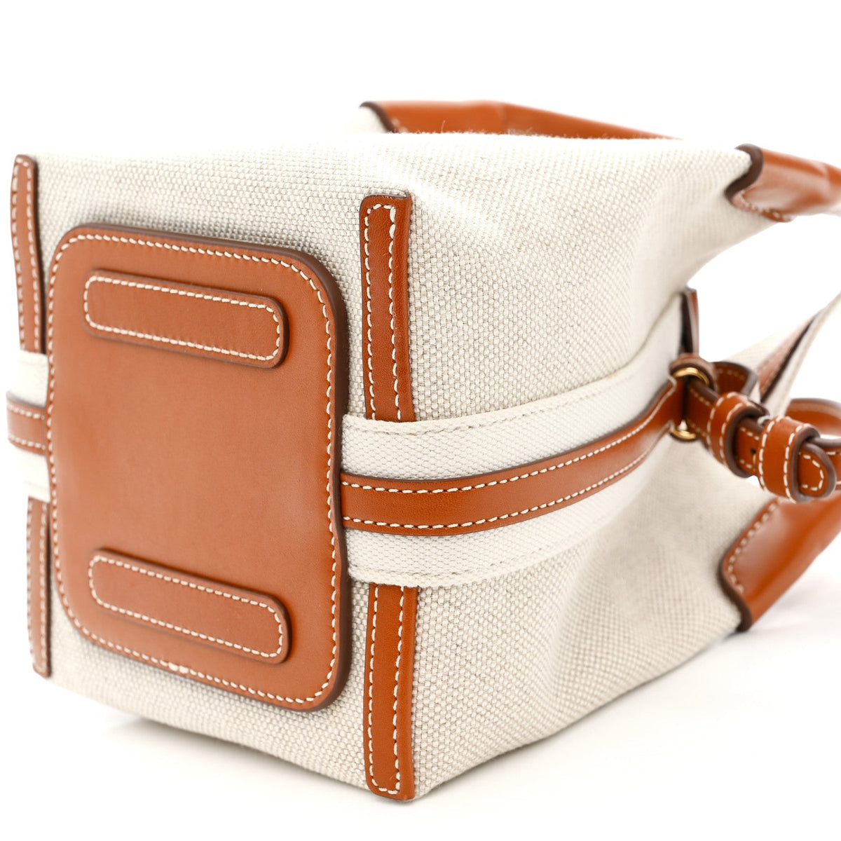Cotton Linen Calfskin Micro Bale Bag Natural Warm Tan
