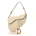 Grained Calfskin Saddle Bag White