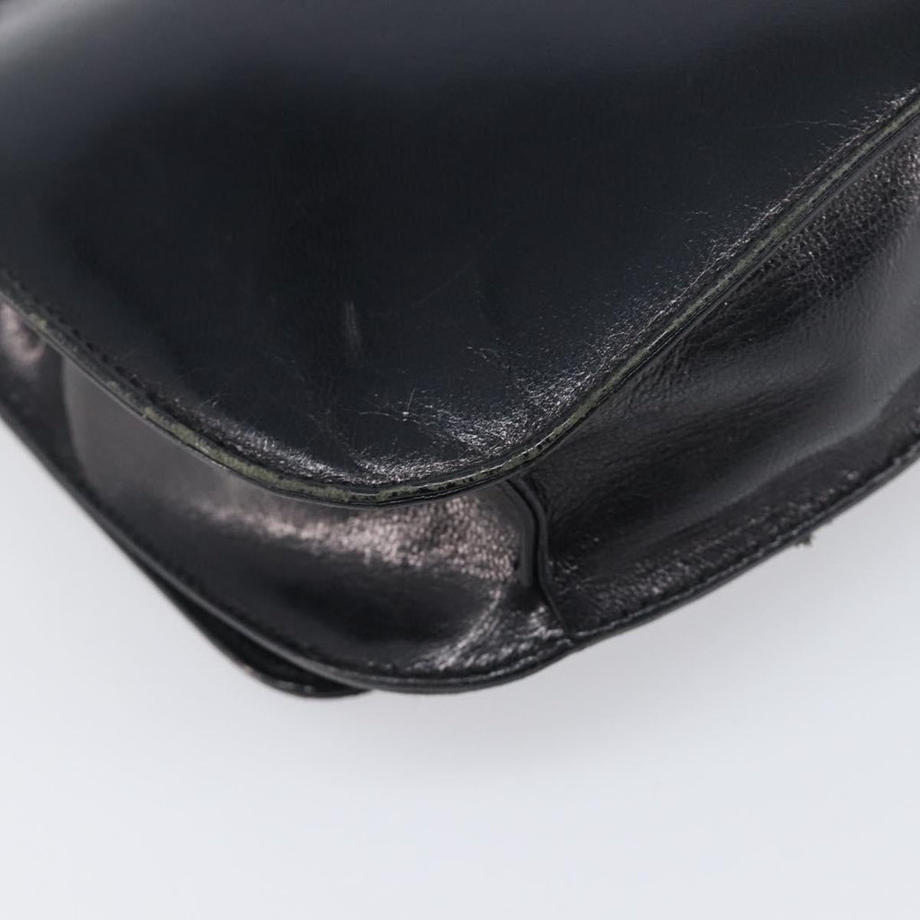 PRADA Chain Shoulder Bag Leather Black Silver Auth ep15821A