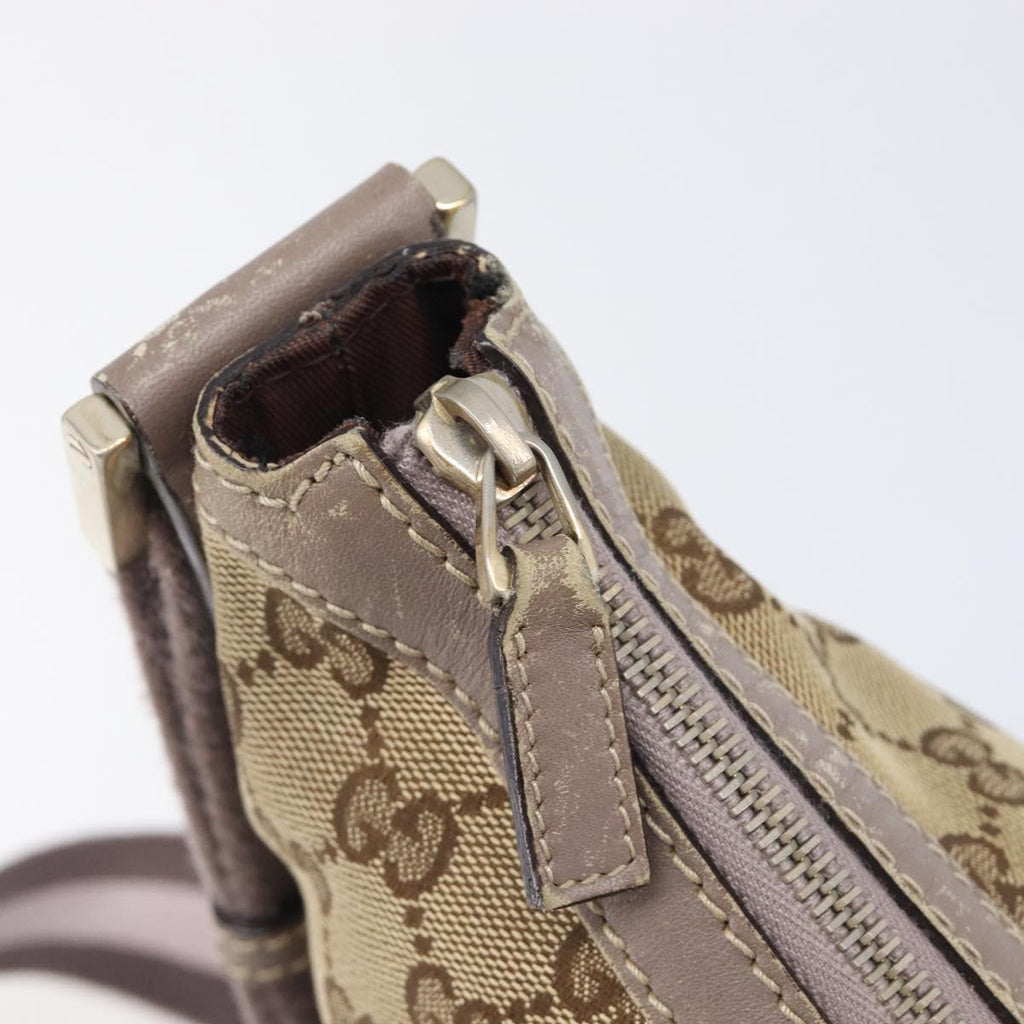 GUCCI GG Canvas Sherry Line Shoulder Bag Beige Gold 181092 Auth ep15849