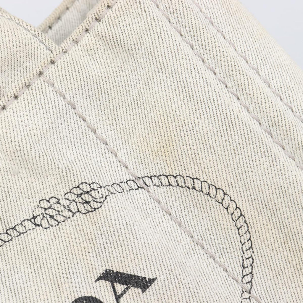 PRADA Canapa PM Hand Bag Canvas Gray Gold Auth ep15913