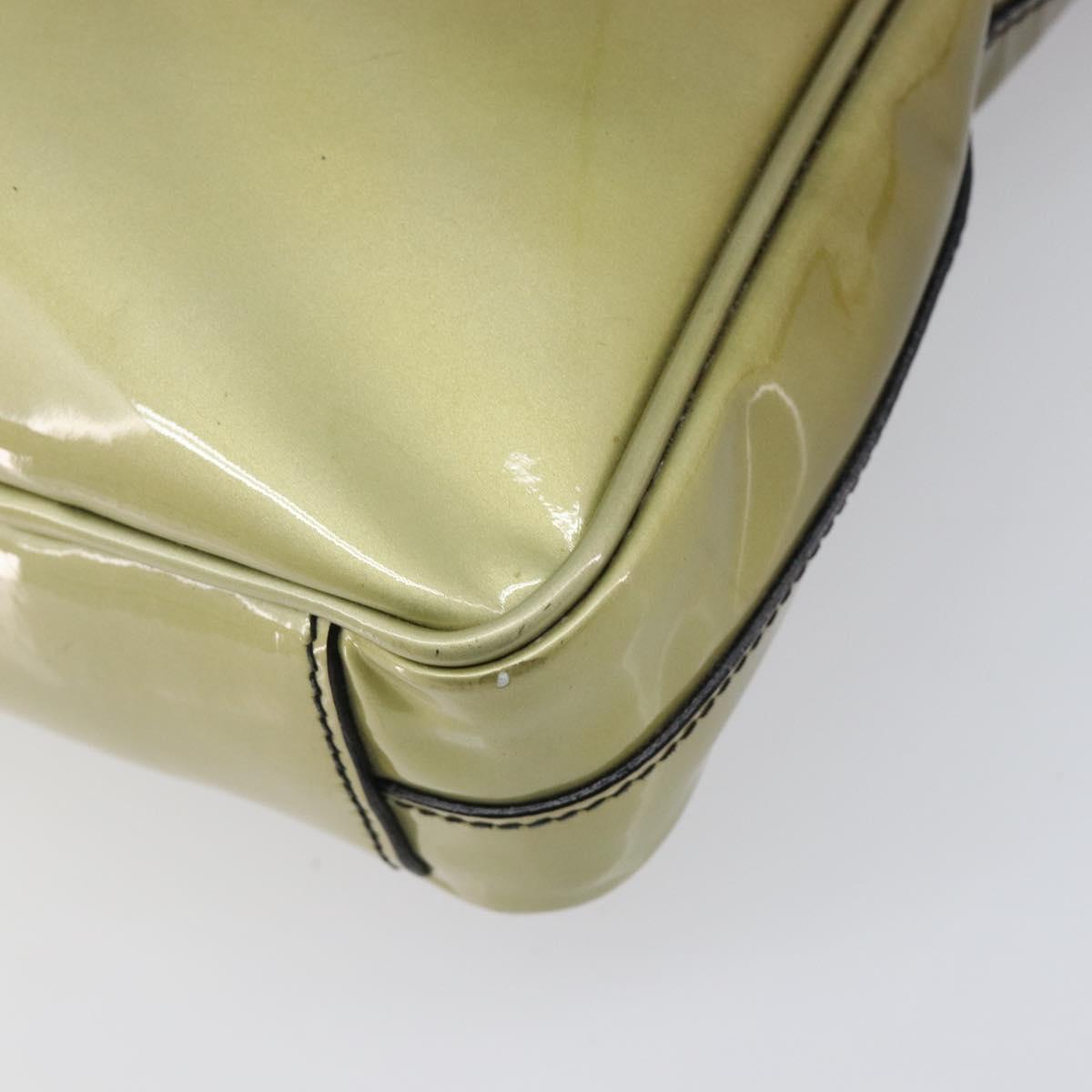 PRADA Shoulder Bag Patent leather Green Silver Auth ep15935A