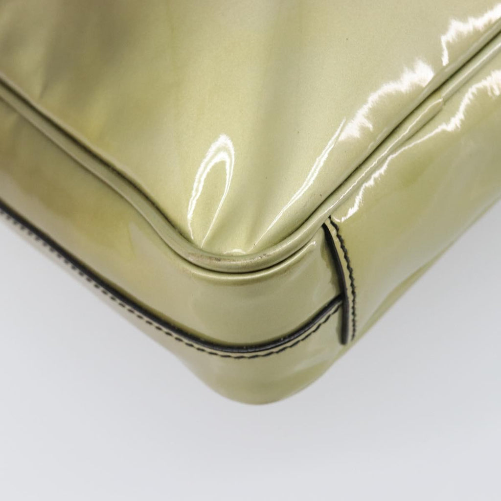PRADA Shoulder Bag Patent leather Green Silver Auth ep15935A