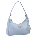 PRADA Hand Bag Nylon Light Blue Gold Auth ep15940A