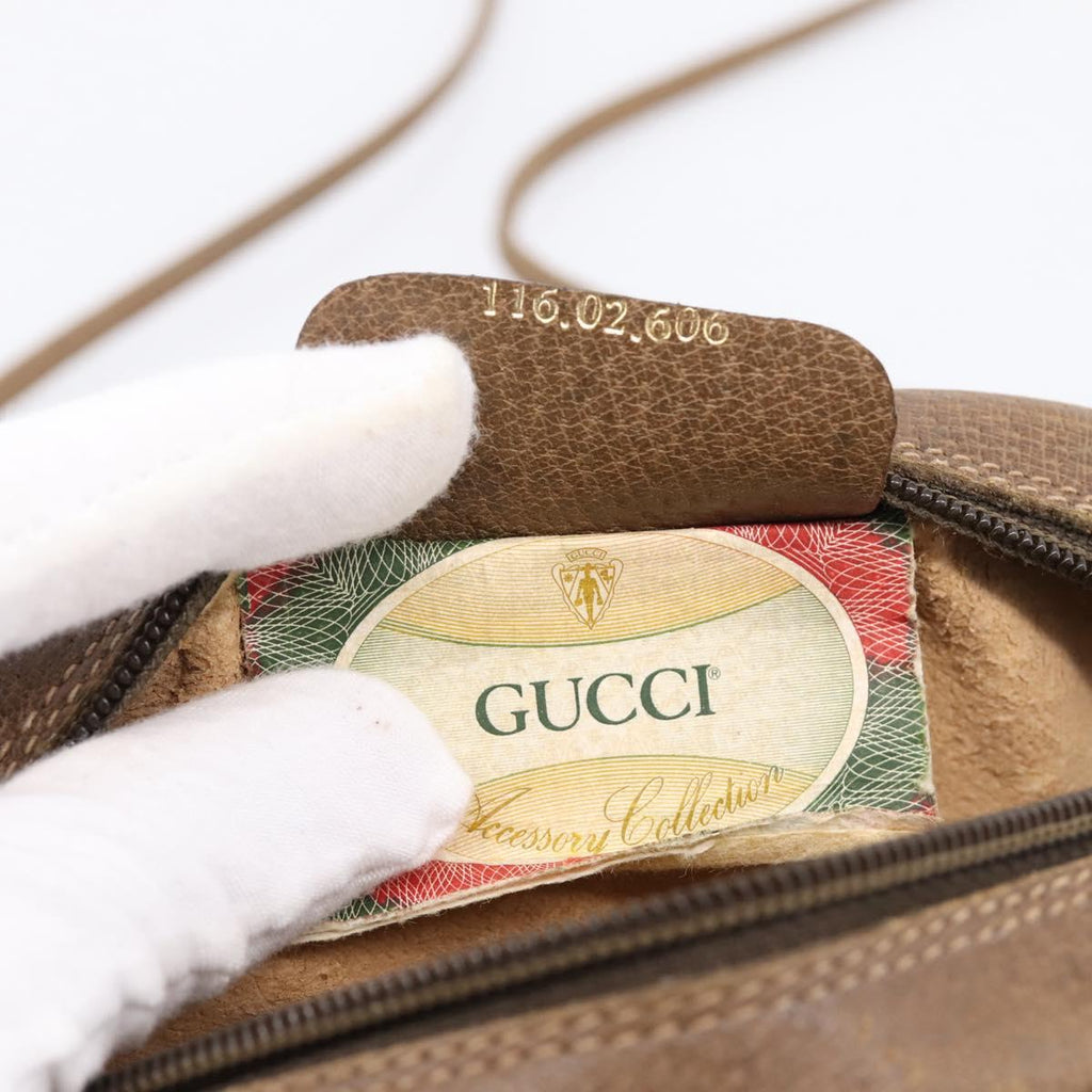 GUCCI GG Supreme Shoulder Bag PVC Beige Gold 116 02 606 Auth ep16088