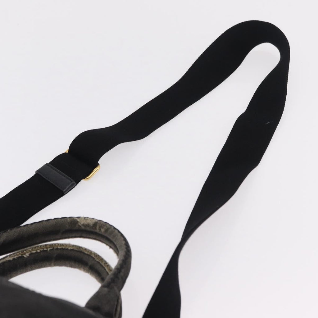 PRADA Canapa MM Hand Bag Canvas 2way Black Gold Auth ep16090