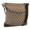 GUCCI GG Canvas Shoulder Bag Beige Silver 145857 Auth ep16158