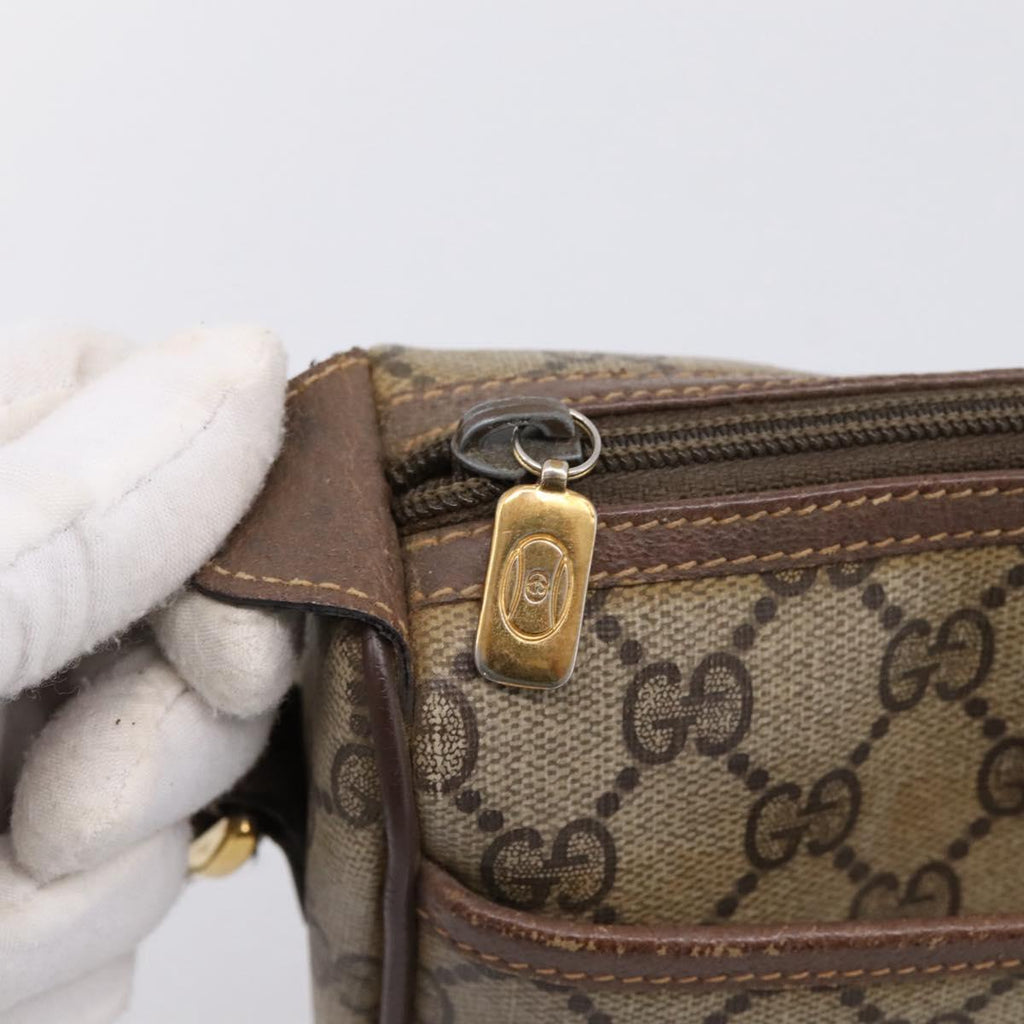 GUCCI GG Supreme Web Sherry Line Bag PVC Beige Gold 89 02 077 Auth ep16159