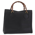 GUCCI Bamboo Hand Bag Leather Black Gold 002 1186 0260 Auth ep16218
