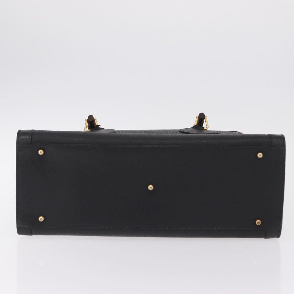 GUCCI Bamboo Hand Bag Leather Black Gold 002 1186 0260 Auth ep16218