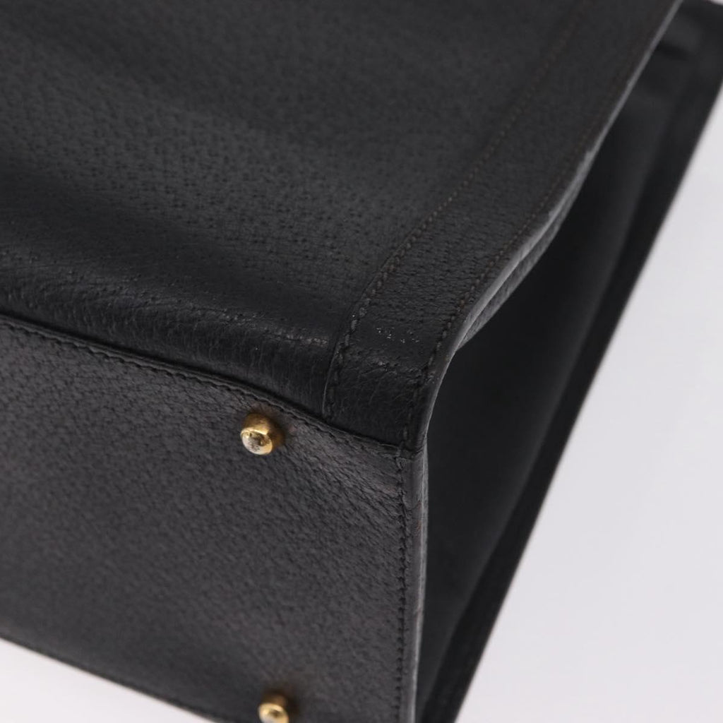 GUCCI Bamboo Hand Bag Leather Black Gold 002 1186 0260 Auth ep16218