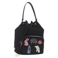 PRADA Hand Bag Nylon Black Silver Auth ep16275V