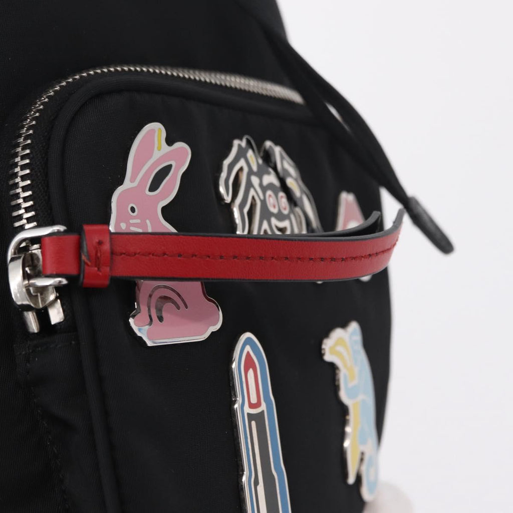 PRADA Hand Bag Nylon Black Silver Auth ep16275V
