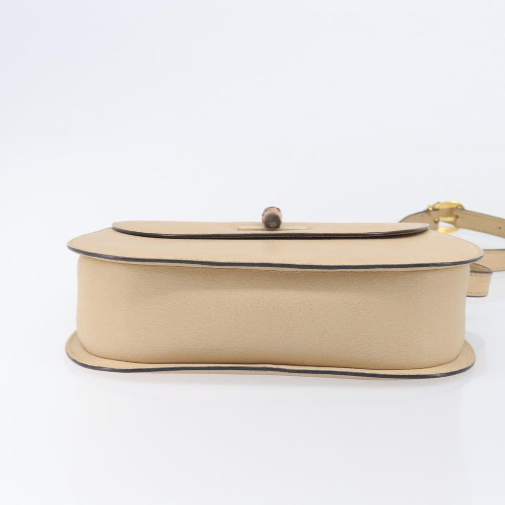 GUCCI Bamboo Shoulder Bag Leather Beige Gold 001 113 1529 Auth ep16289