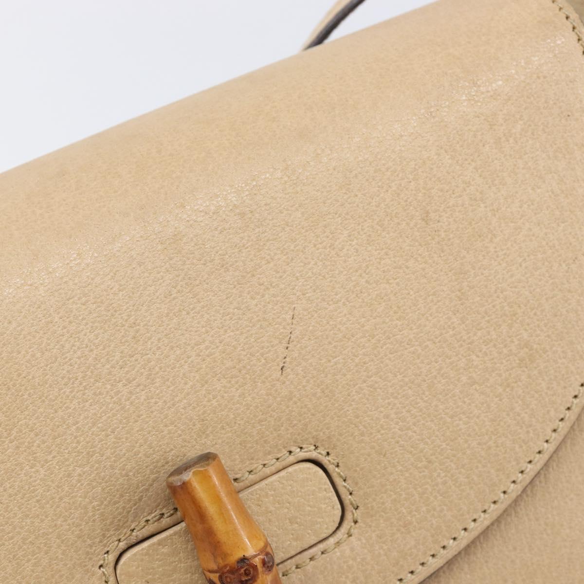 GUCCI Bamboo Shoulder Bag Leather Beige Gold 001 113 1529 Auth ep16289