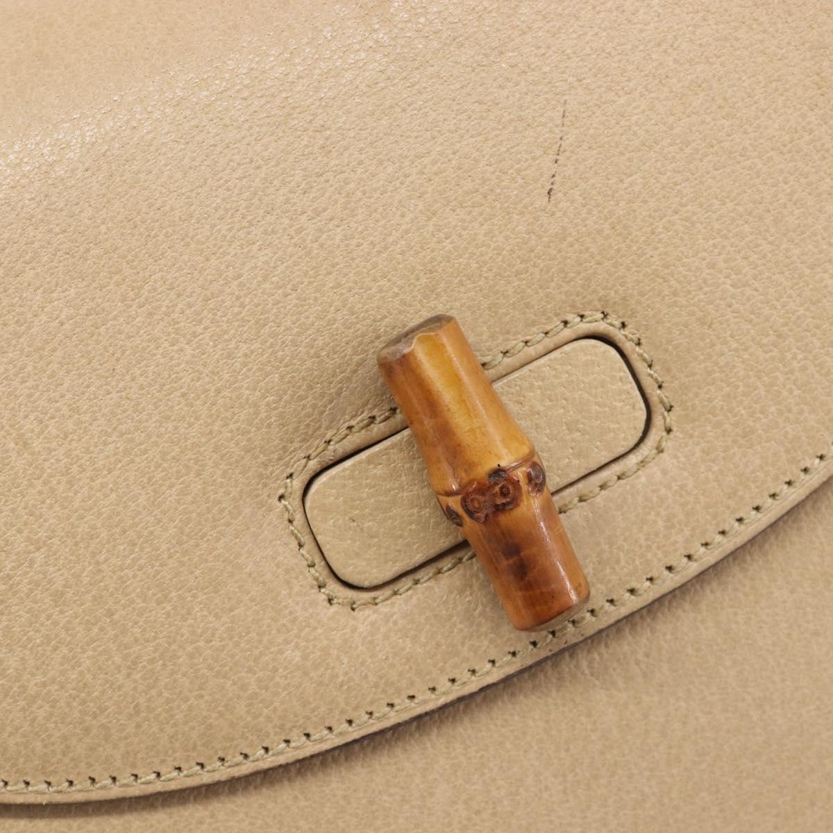 GUCCI Bamboo Shoulder Bag Leather Beige Gold 001 113 1529 Auth ep16289