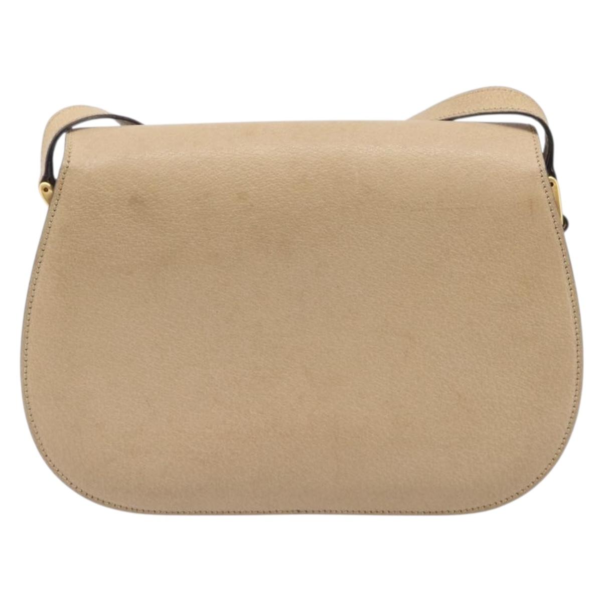 GUCCI Bamboo Shoulder Bag Leather Beige Gold 001 113 1529 Auth ep16289