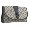 GUCCI GG Supreme Sherry Line Clutch Bag PVC Navy Gold 89 01 030 Auth ep16293