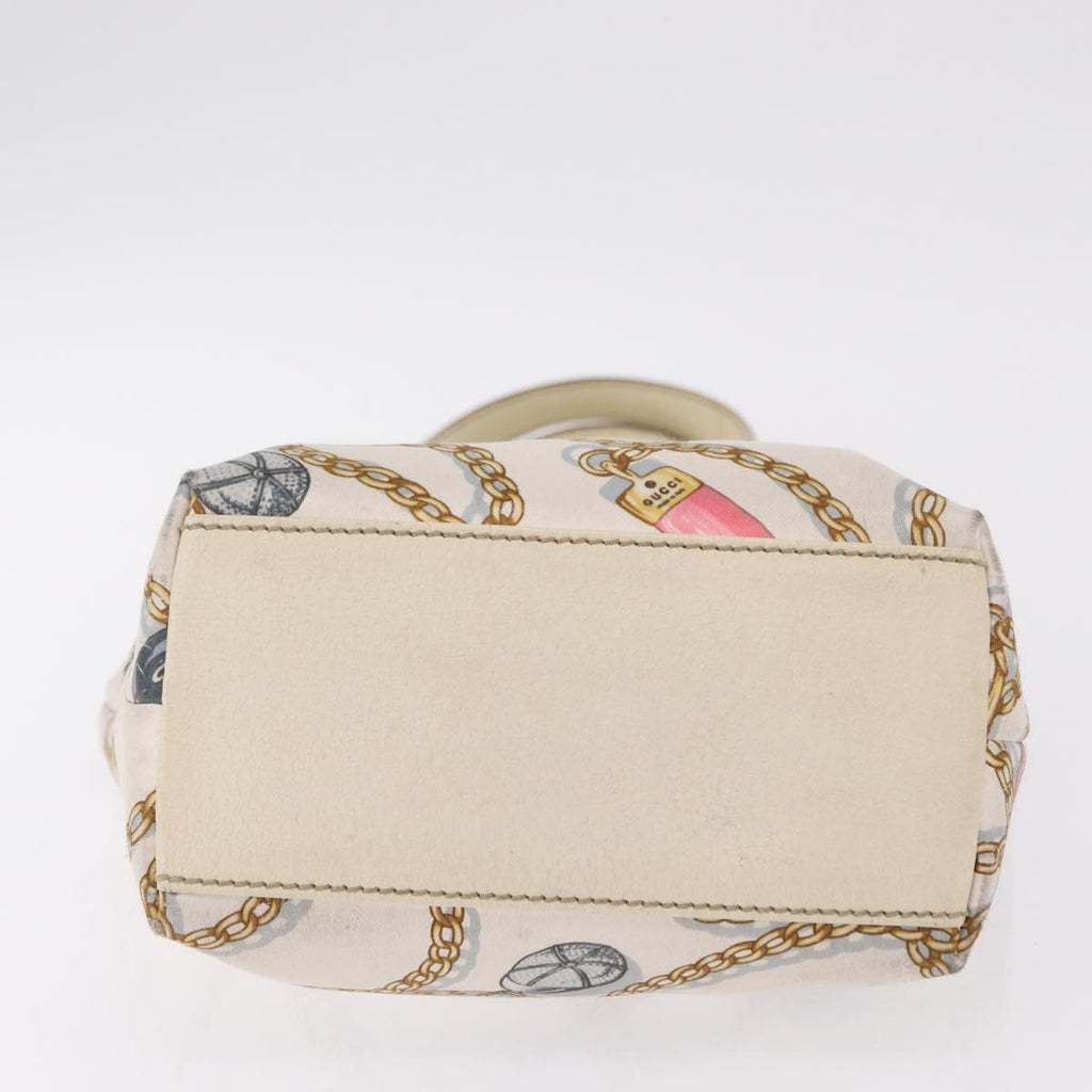 GUCCI Tote Bag Satin White Gold 153361 Auth ep16297