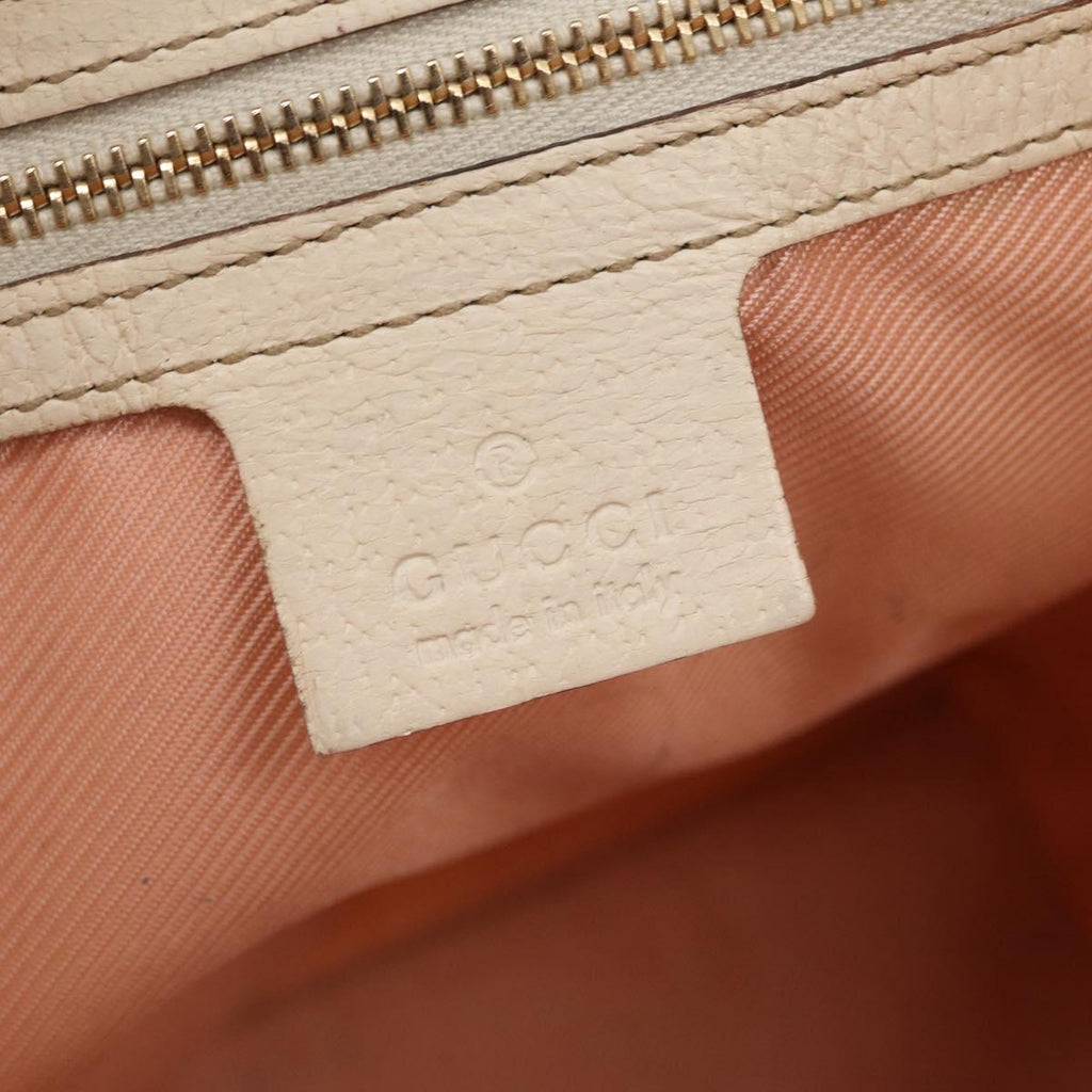 GUCCI Tote Bag Satin White Gold 153361 Auth ep16297