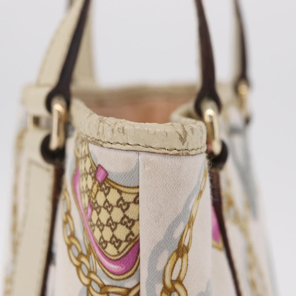 GUCCI Tote Bag Satin White Gold 153361 Auth ep16297