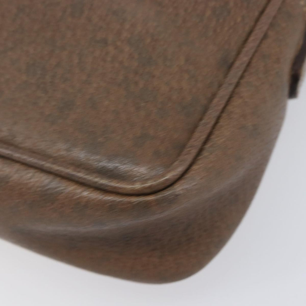GUCCI Shoulder Bag Leather Brown Gold Auth ep16333