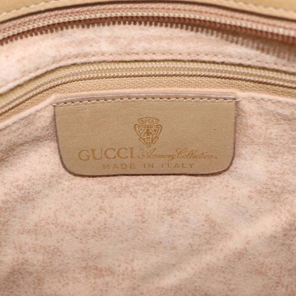 GUCCI Web Sherry Line Shoulder Bag Canvas Beige Gold Auth ep16340