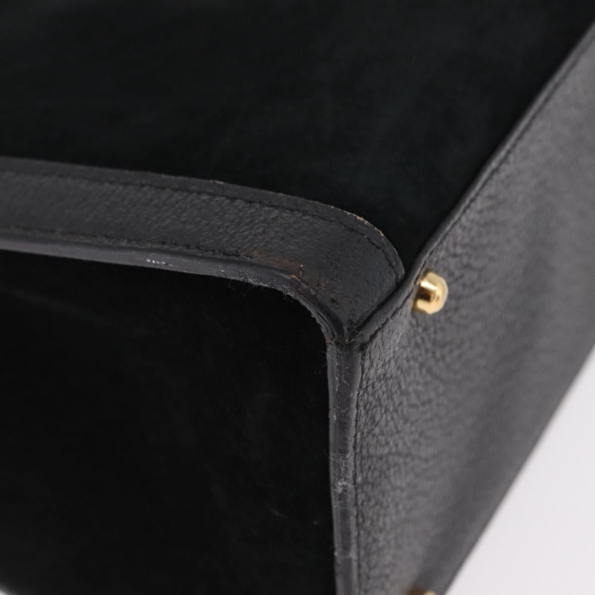GUCCI Bamboo Hand Bag Suede Black Gold 002 123 0260 Auth ep16341
