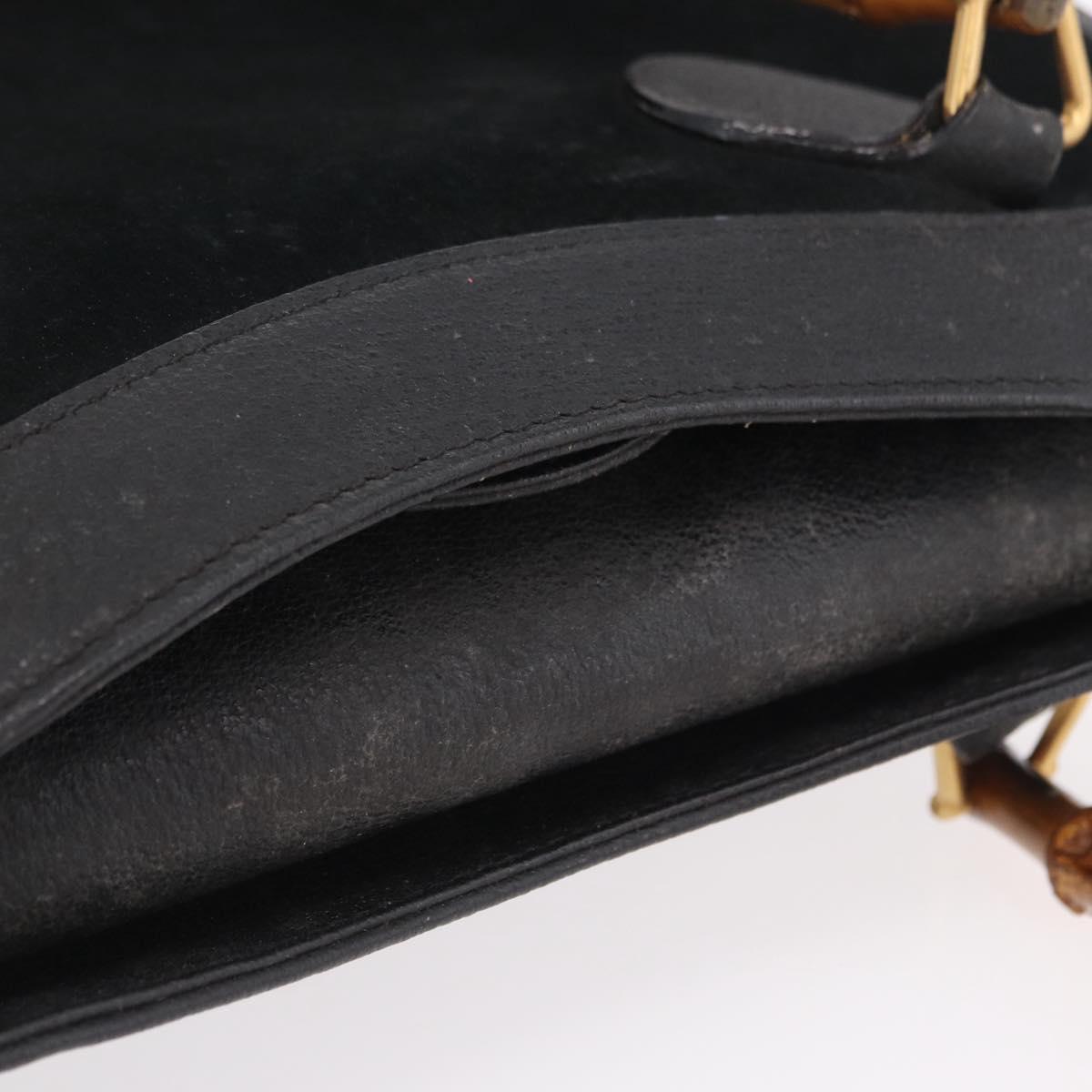 GUCCI Bamboo Hand Bag Suede Black Gold 002 123 0260 Auth ep16341