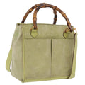 GUCCI Bamboo Hand Bag Suede 2way Green Gold 000 122 0316 Auth ep16342