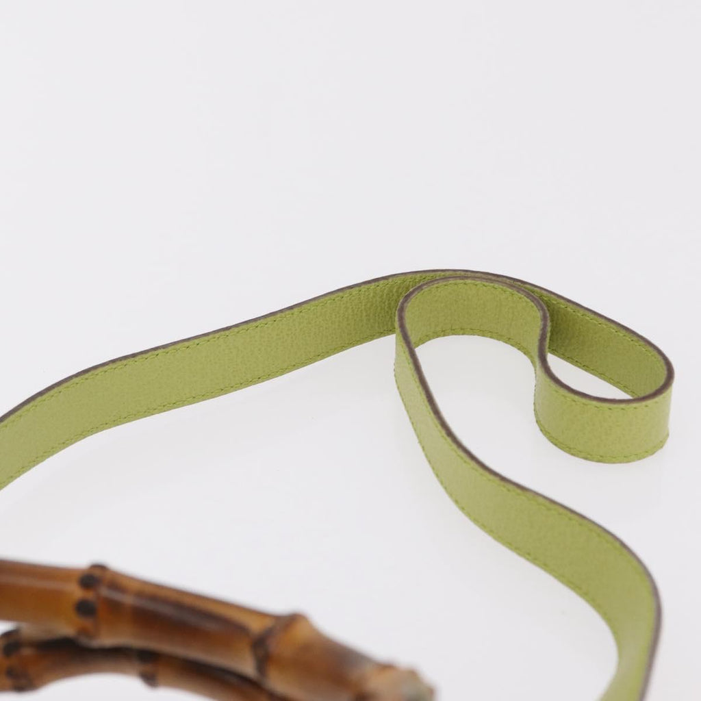GUCCI Bamboo Hand Bag Suede 2way Green Gold 000 122 0316 Auth ep16342
