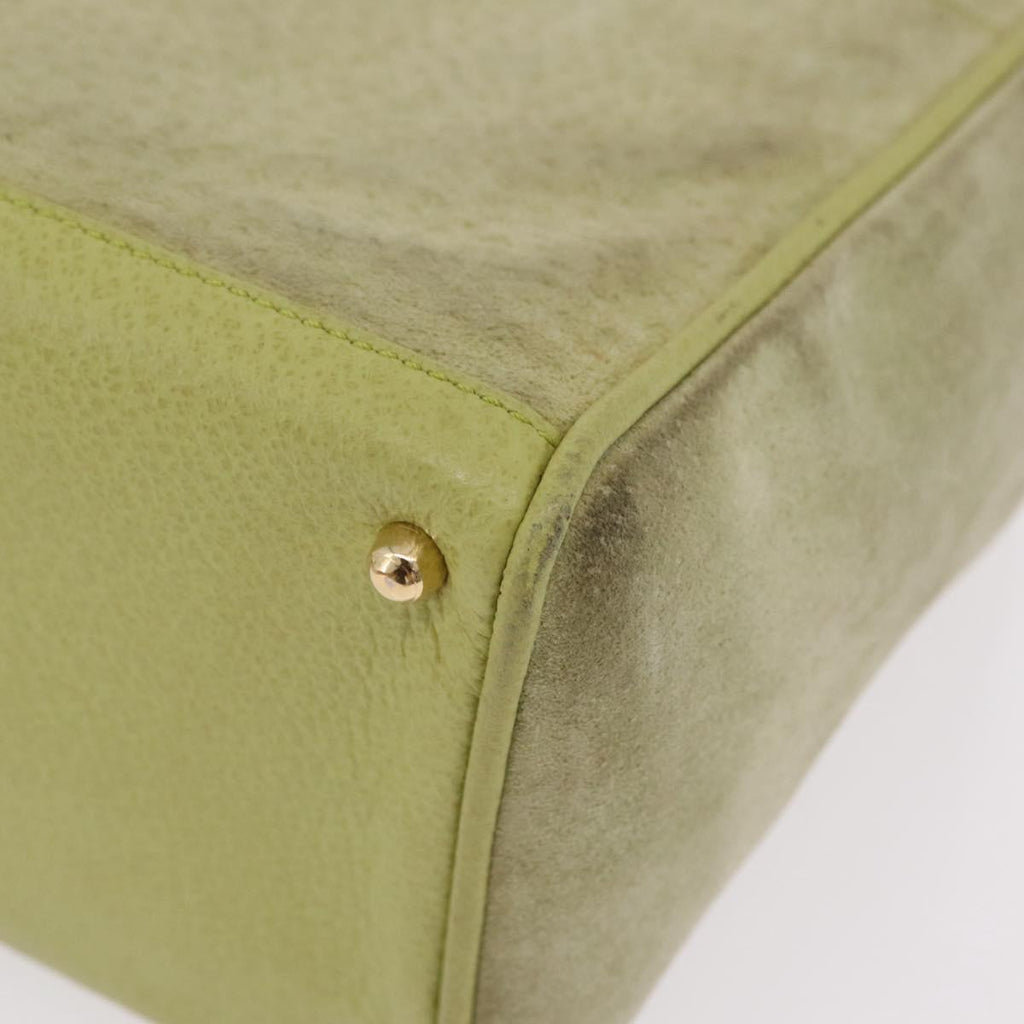 GUCCI Bamboo Hand Bag Suede 2way Green Gold 000 122 0316 Auth ep16342