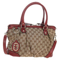 GUCCI GG Canvas Hand Bag 2way Beige Gold 247902 Auth ep16348V