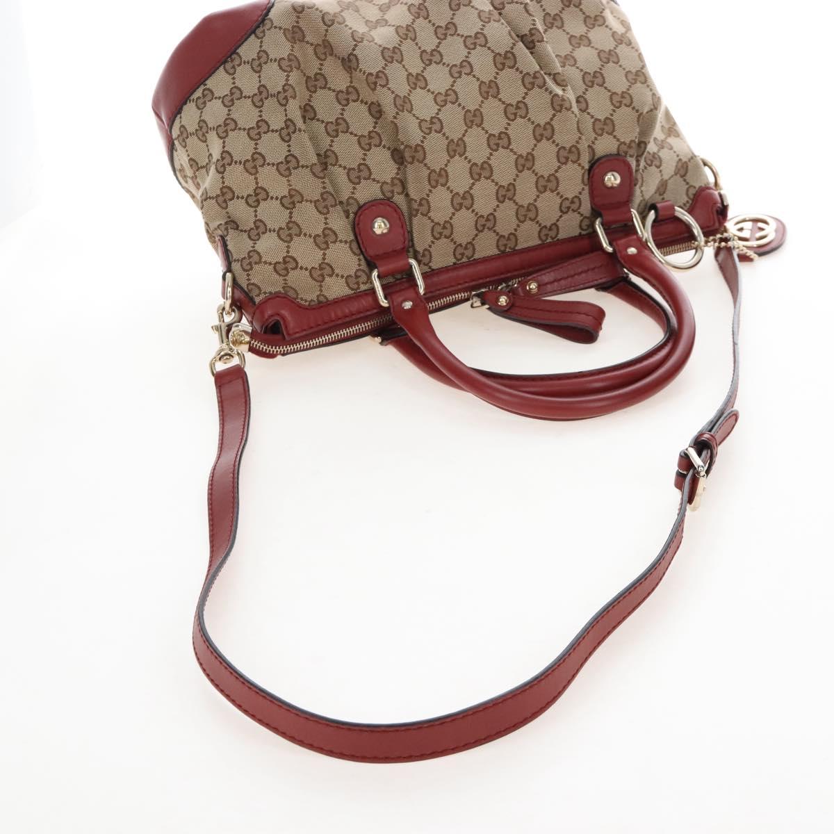 GUCCI GG Canvas Hand Bag 2way Beige Gold 247902 Auth ep16348V