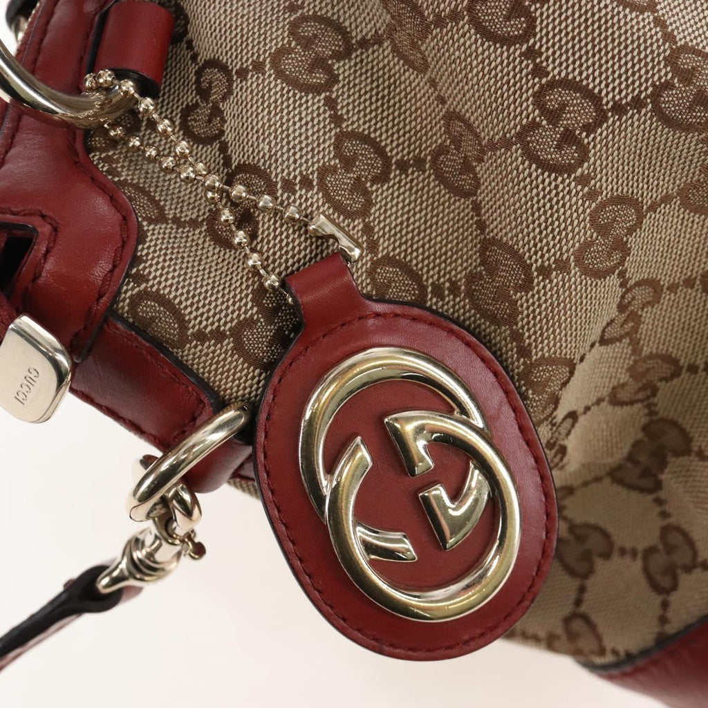 GUCCI GG Canvas Hand Bag 2way Beige Gold 247902 Auth ep16348V