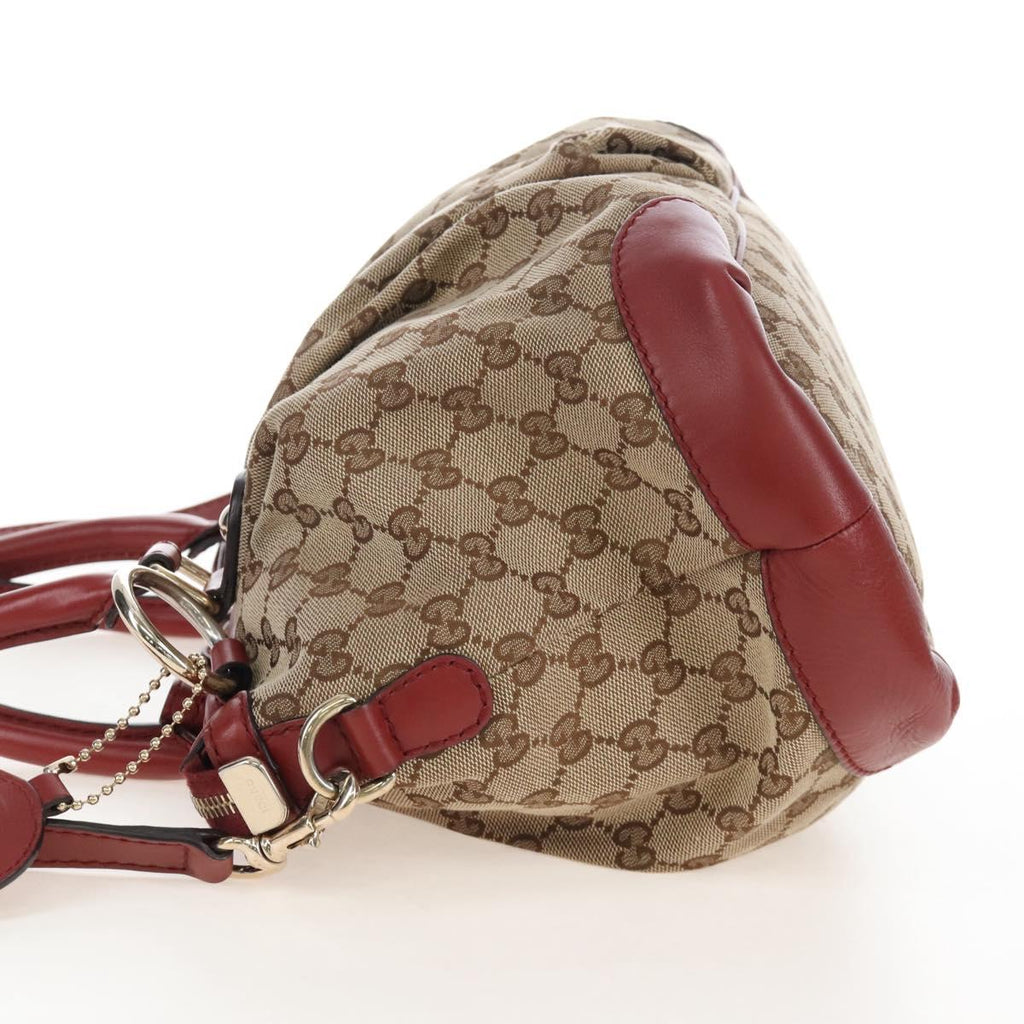 GUCCI GG Canvas Hand Bag 2way Beige Gold 247902 Auth ep16348V