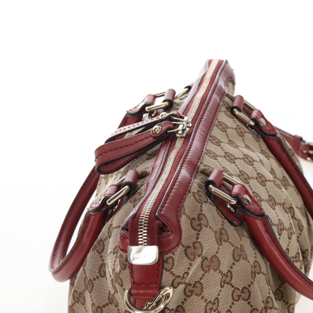 GUCCI GG Canvas Hand Bag 2way Beige Gold 247902 Auth ep16348V