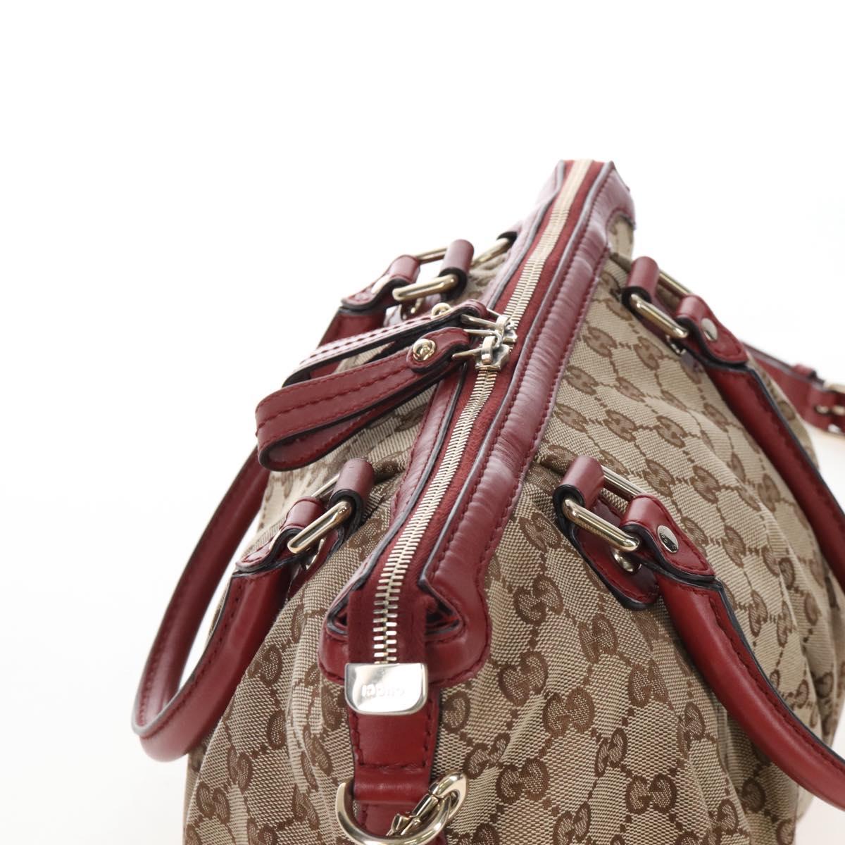 GUCCI GG Canvas Hand Bag 2way Beige Gold 247902 Auth ep16348V