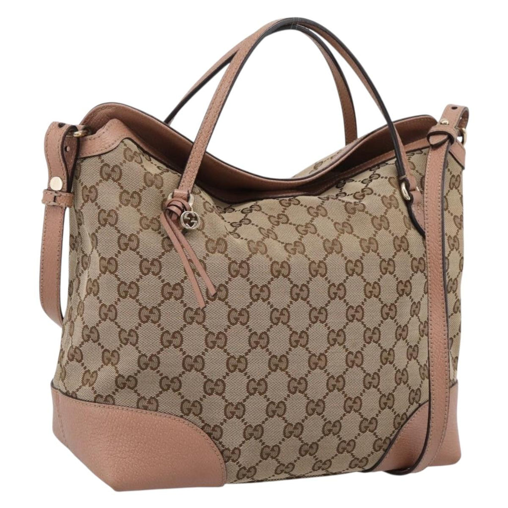 GUCCI GG Canvas Hand Bag 2way Beige Gold 353120 Auth ep16353